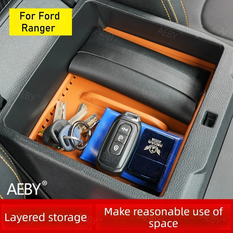 

For Ford Ranger 2022-2026 ABS center console storage box armrest,Freezer refrigerator central control,Anti-slip,Car interior