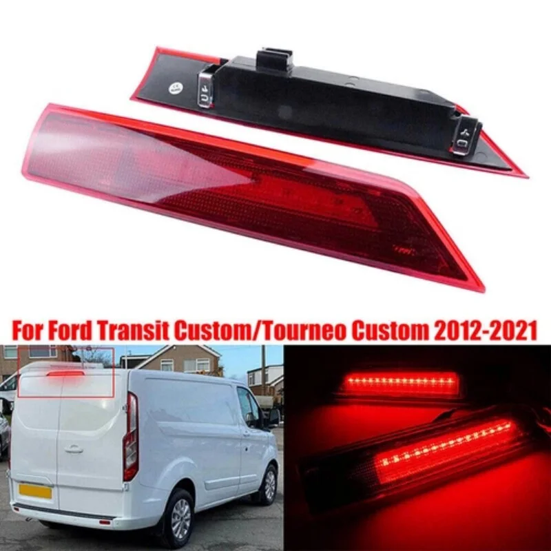 2Pcs 3rd High Level LED Rear Brake Light For Ford Transit Tourneo Custom Barn Door Waterproof Tail Stop Lamp Car Exterior Light