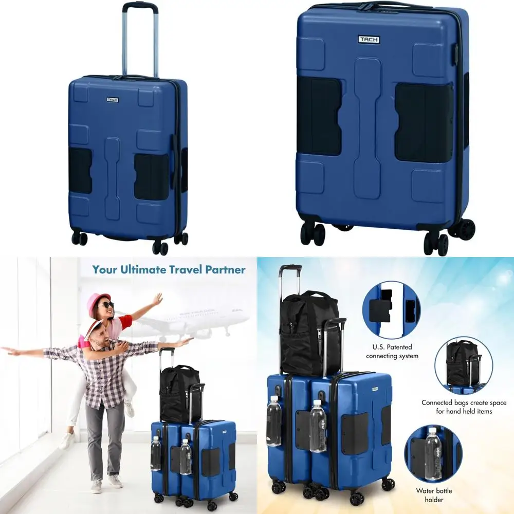 20 Inch Hard Shell Spinner Luggage with Built-In Connecting System - Carry On Travel Bag for Efficient Mobility