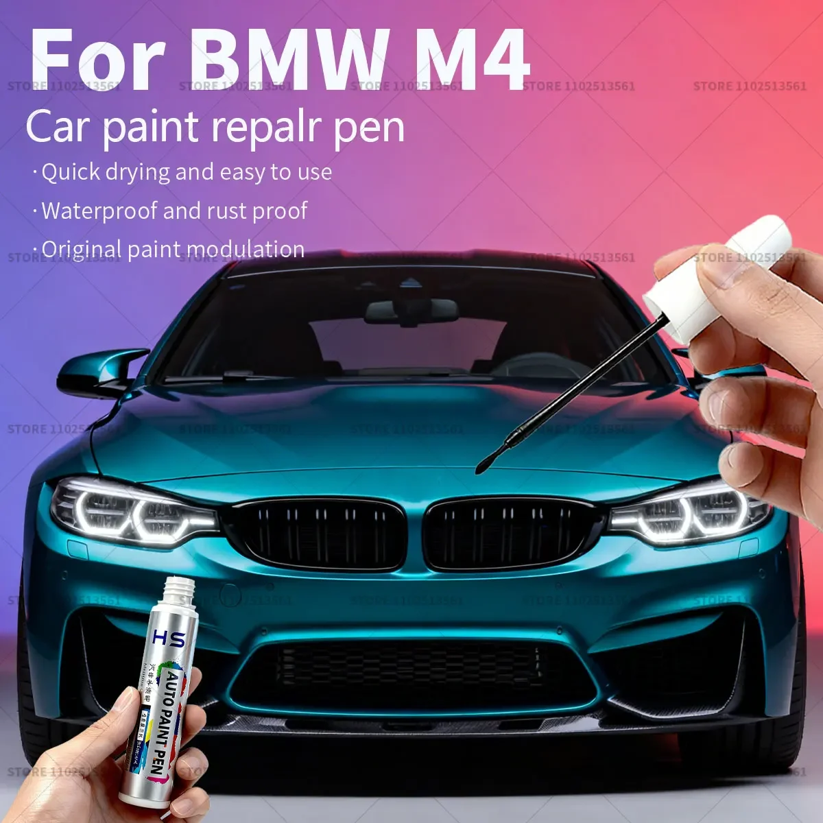 Car Paint Repair Pen Touch Up Scratch Remover DIY Auto Accessories For BMW M4 Black 475 Blue P5T Gray B39 Orange Gray C4W White