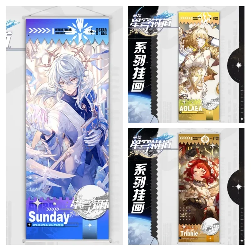 2025 Cute Game  Figures Poster Hangin Scroll Fabric Poster Dr. Ratio Sparkle Raiden Bosenmori Mei Acheron