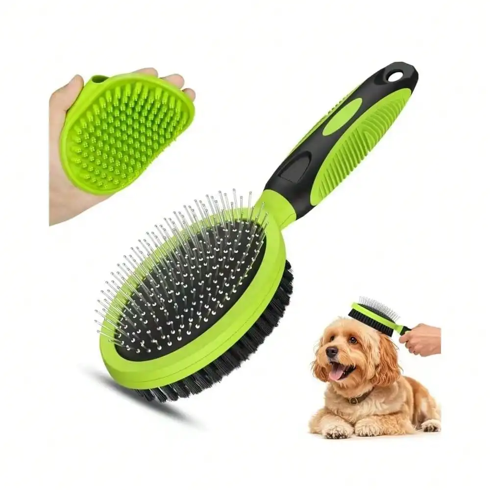 

2PCS Pet Grooming Tools - Double-Sided Brush For Shedding And Bathing, Suitable For Short/Long Haired Dogs Cats And Horses, Deshedding Dog Brush, Mane & Tail Combs For Horses - Pet Supplies (Green),Green