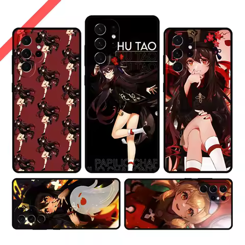 Hu Tao Genshin Impact Cartoon Phone Case For Samsung Galaxy S20 FE S21 S10 S23 Plus S24 S22 Ultra Note20 Note10 S9 S8 Cover