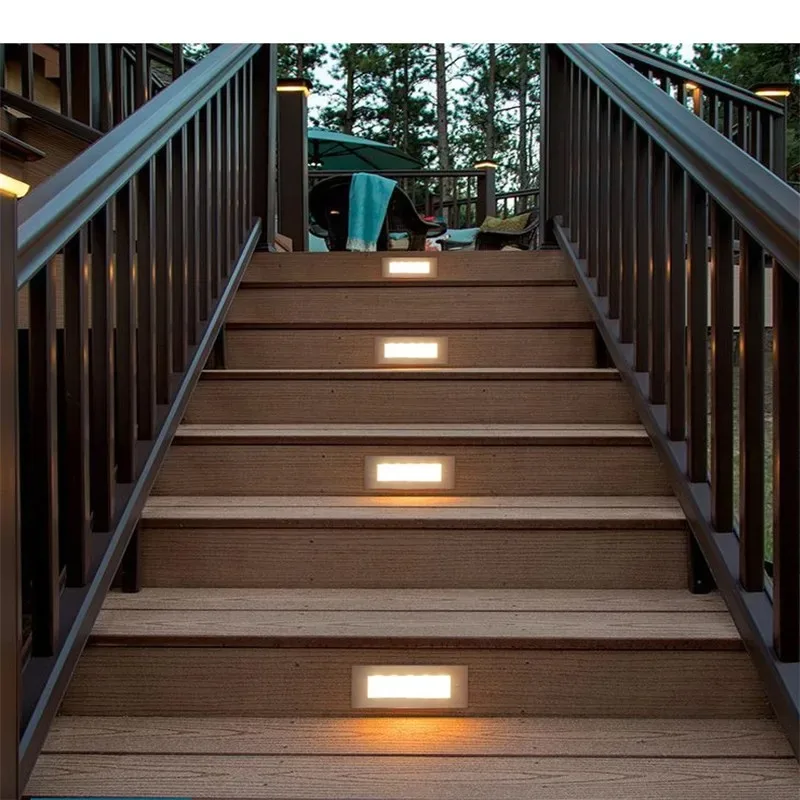 5W IP65 Waterproof Recessed LED Stair Light Aluminum Buried Wall Floor Lamp for Garden Path Yard Stairs Wall Garden Edge
