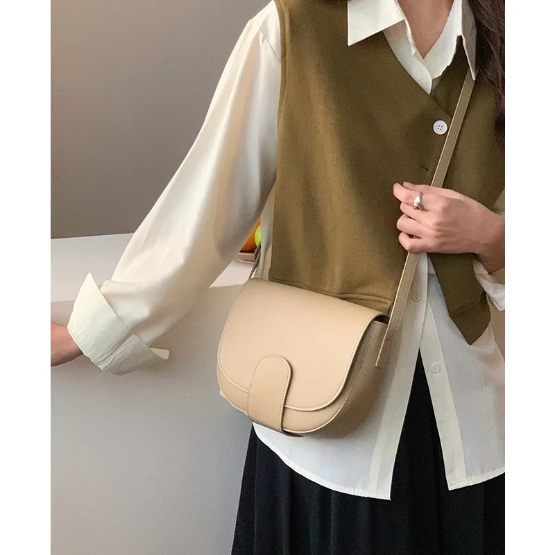 

Leather Saddle Bag 2024 New Crossbody Bag Female Cowhide Female Bag Shoulder Purses And Handbags