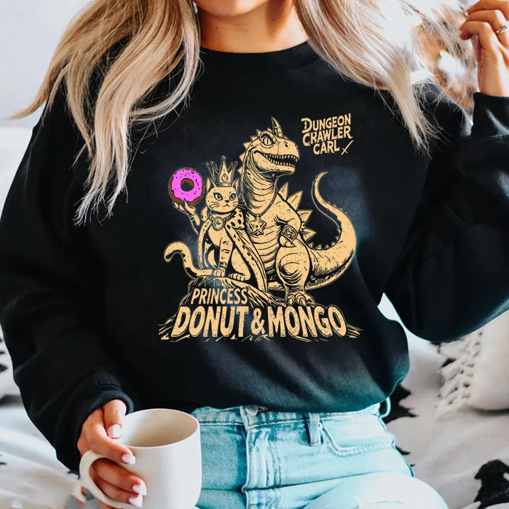 

Princess Donut & Mongo Sweatshirt Dungeon Crawler Carl Shirts This Is An Outrage Funny Princess Donut Cat Hoodie Goth Sweatshirt