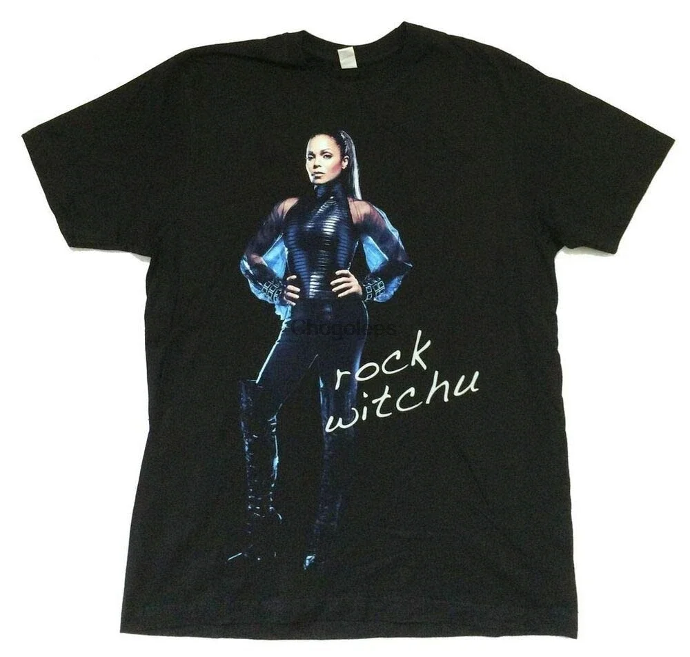 Футболка Janet Jackson Rock Witchu 2008 Tour, США, деним, черная, мягкая