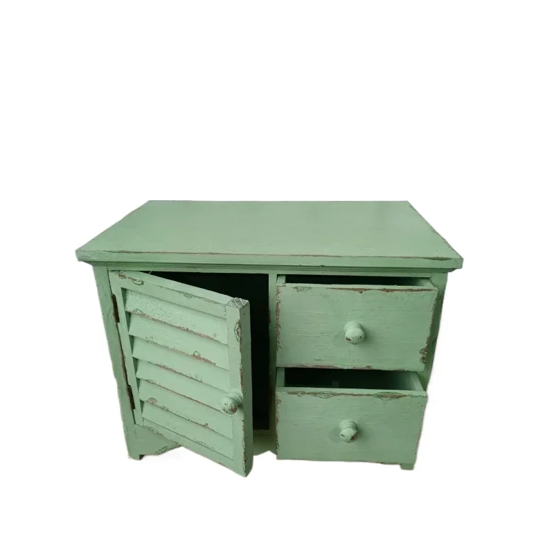 Solid wood mini desktop retro and old multi-drawer storage cabinet home small chest cabinet