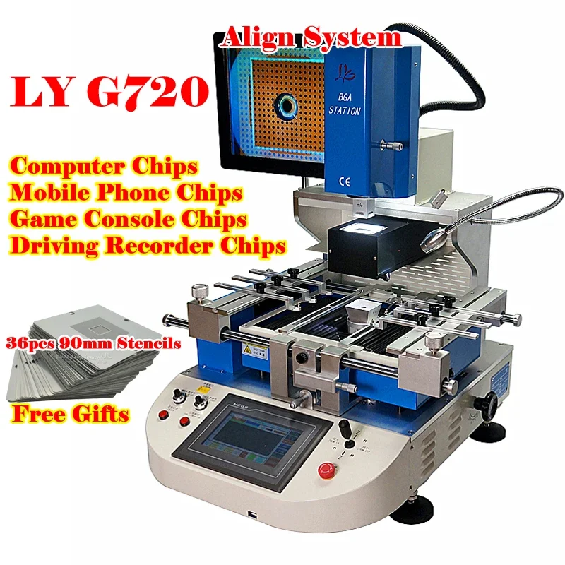อัตโนมัติเต็มรูปแบบ LY G720 BGA Rework Station สำหรับคอนโซลเกมโทรศัพท์มือถือแล็ปท็อปคอมพิวเตอร์เครื่อง SMT เมนบอร์ดชิปซ่อม