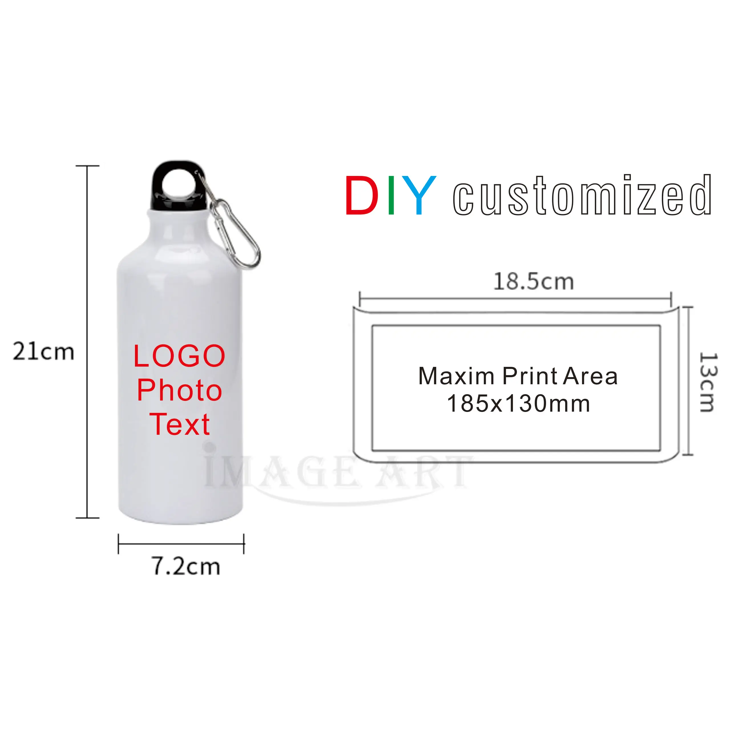 600ML Sport Bottle DIY Customized Colorful Print LOGO Photo Aluminium for Biker Hiker Travel Promotion Gifts Presents Souvenir