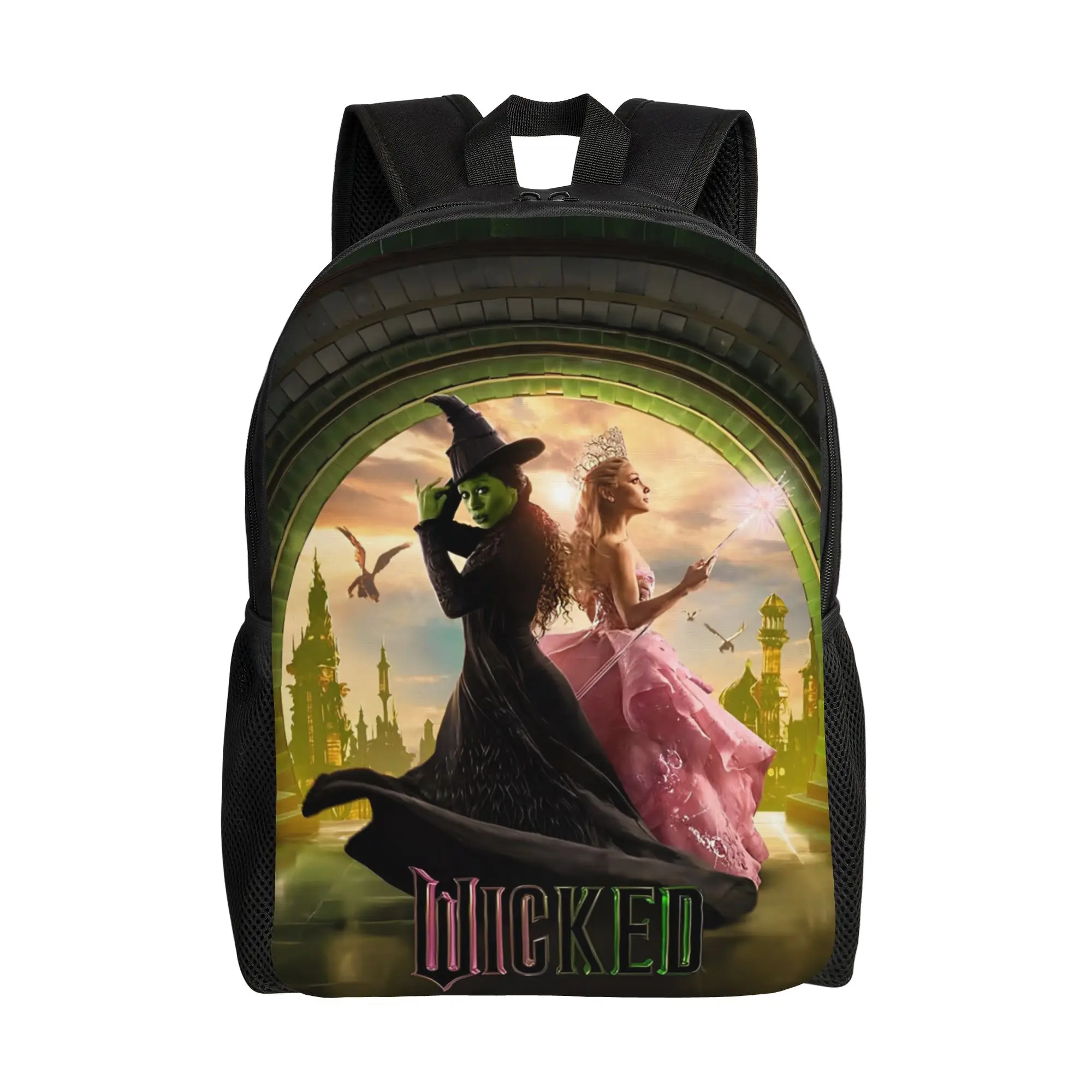 

Рюкзак Wicked Elphaba & Glinda Tonal для мужчин и женщин, модный, для старшей школы, походов, путешествий, повседневный, с принтом из фильма «Ведьмы», сумка для ноутбука, подарок