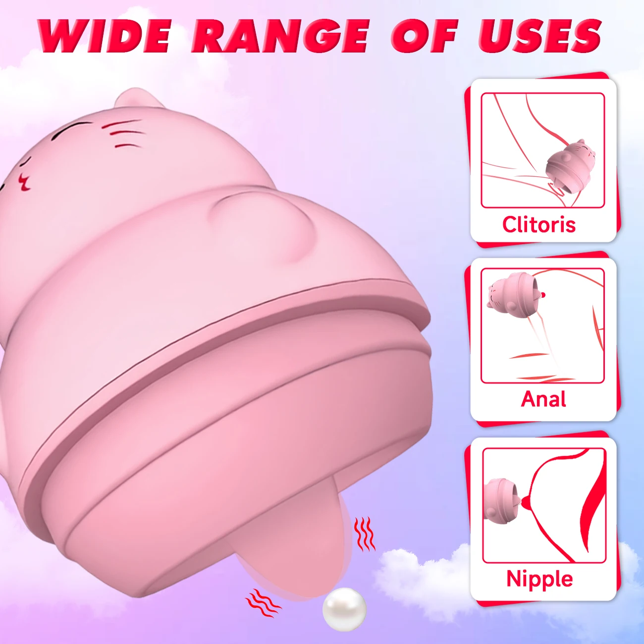 اللسان لعق الهزاز لطيف القط الصغير الحلمة تحفيز البظر النشوة الجنسية آلة الكبار الإناث معدات الاستمتاع واللعب الجنسي للنساء #3