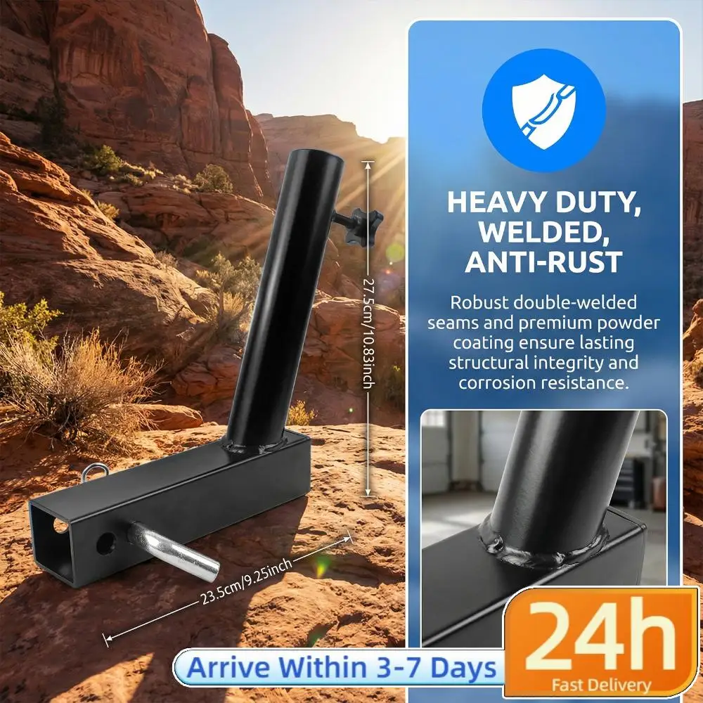 

Trailer Bumper Flagpole Holder Rust Proof Vehicle Rear Flag Pole Mounting Bracket Compatible with Standard 2 Inch Hitch Receiver