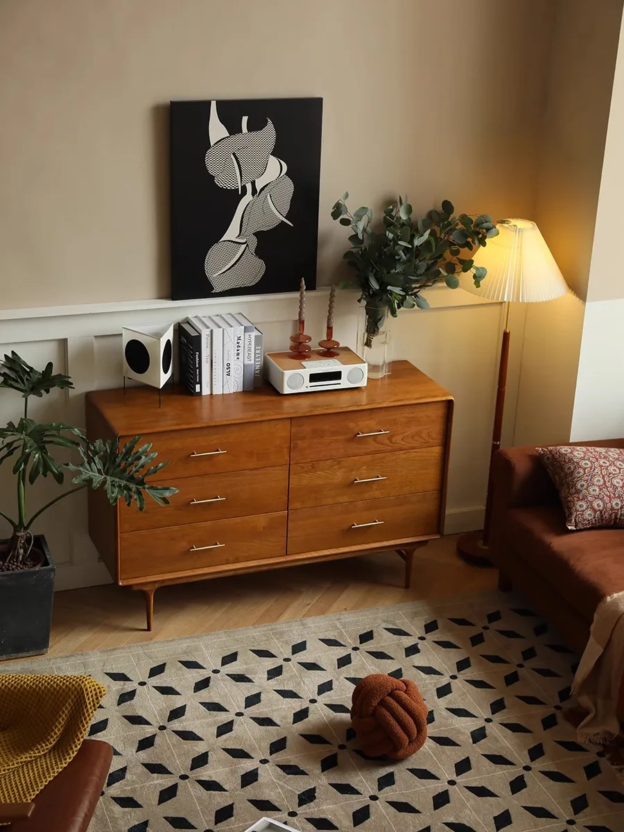 خزانة ذات ستة صناديق من خشب الكرز الصلب في أمريكا الشمالية، شقة صغيرة لغرفة النوم، تخزين مدخل غرفة المعيشة #4