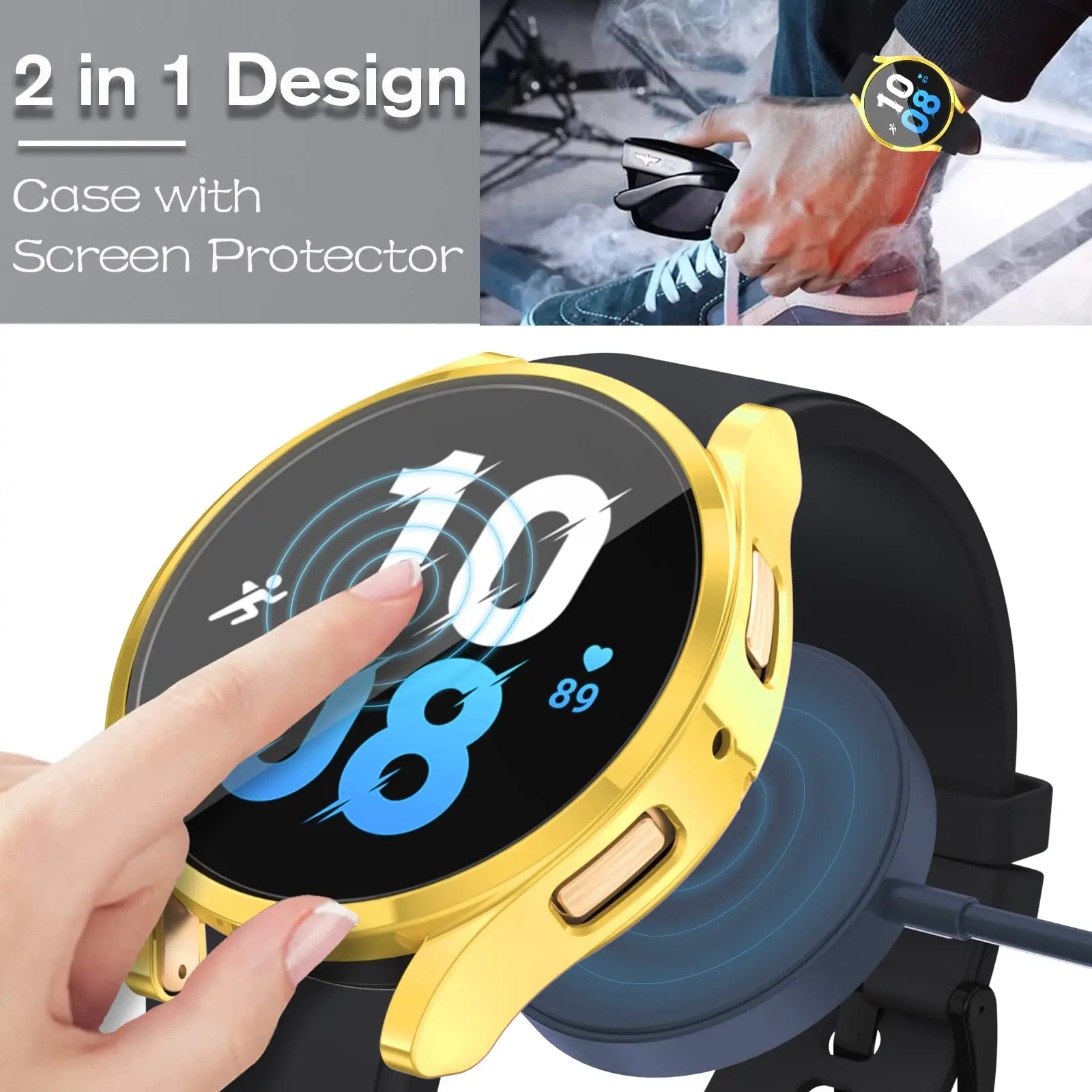 Case for Samsung Galaxy Watch 4/5/6 40mm 44mm,TPU Screen Protector All-Around Bumper Shell for Galaxy watch 4/5/6 44mm40mm Cover