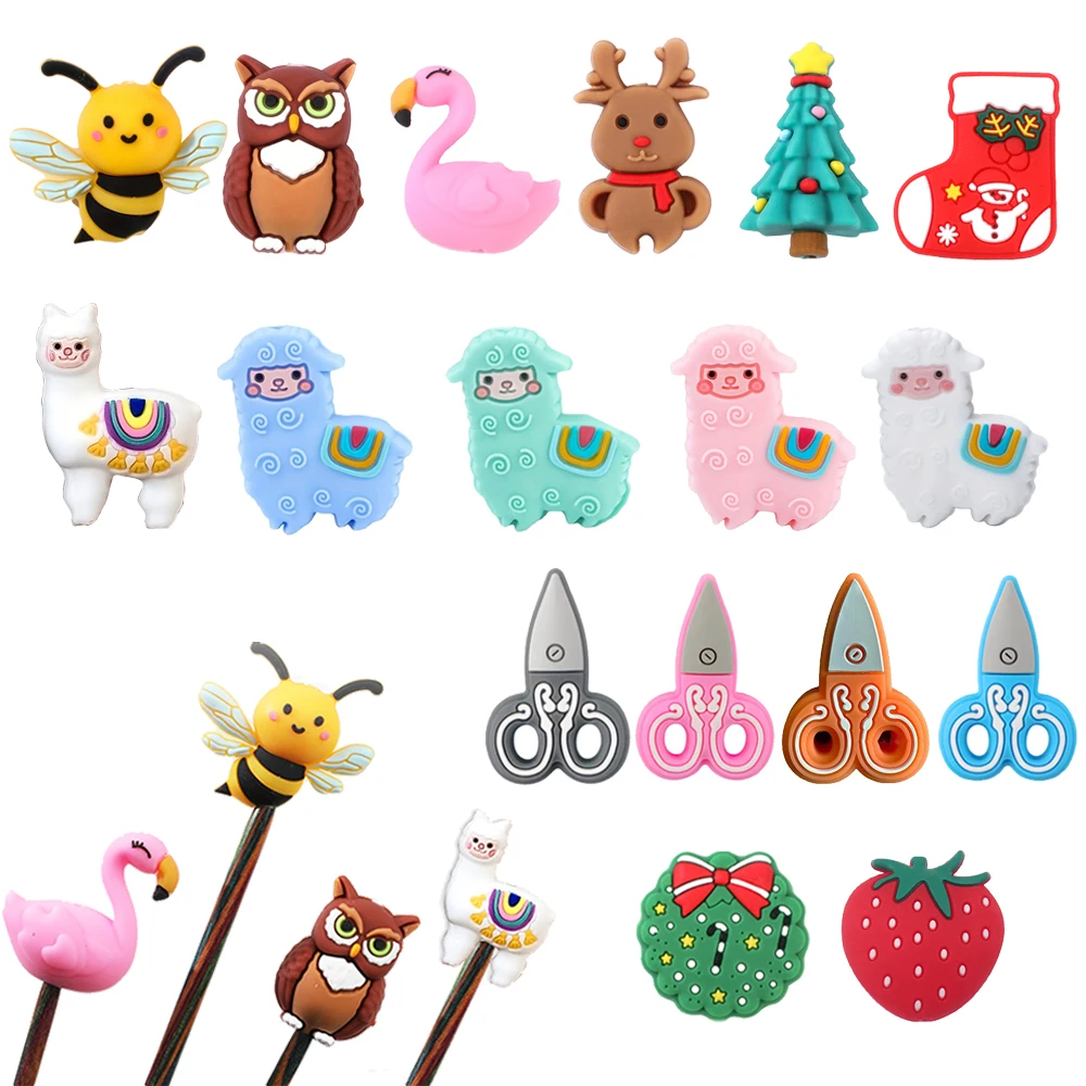 Stitch Marker Ring - 2/4/8 個かわいい動物シリコーンニードルキャップ編み針ストッパーニードルチッププロテクター DIY かぎ針編みニット用品アクセサリー