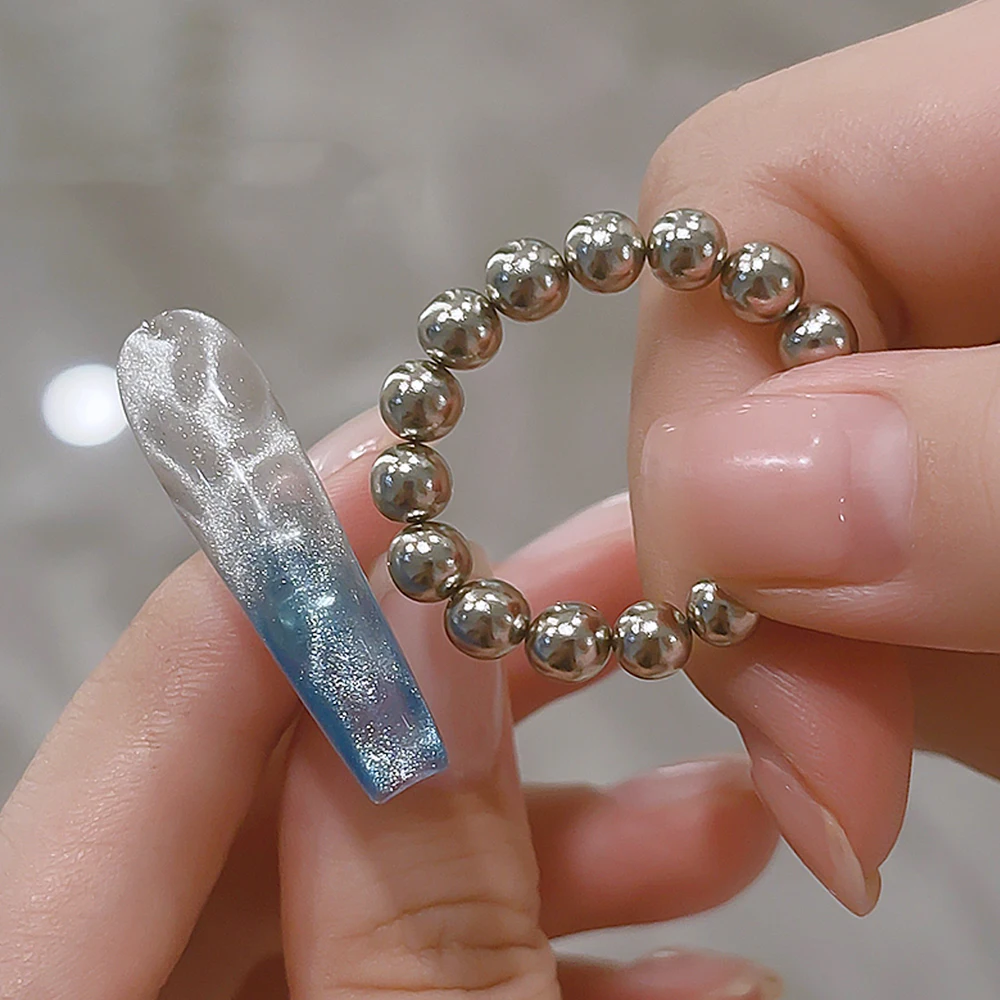 20 pezzi perline magnetiche per unghie rotonde nail art effetto ondulazione dell'acqua occhi di gatto perline magnetiche 5mm perline rotonde in acciaio smalto gel sfera magnetica