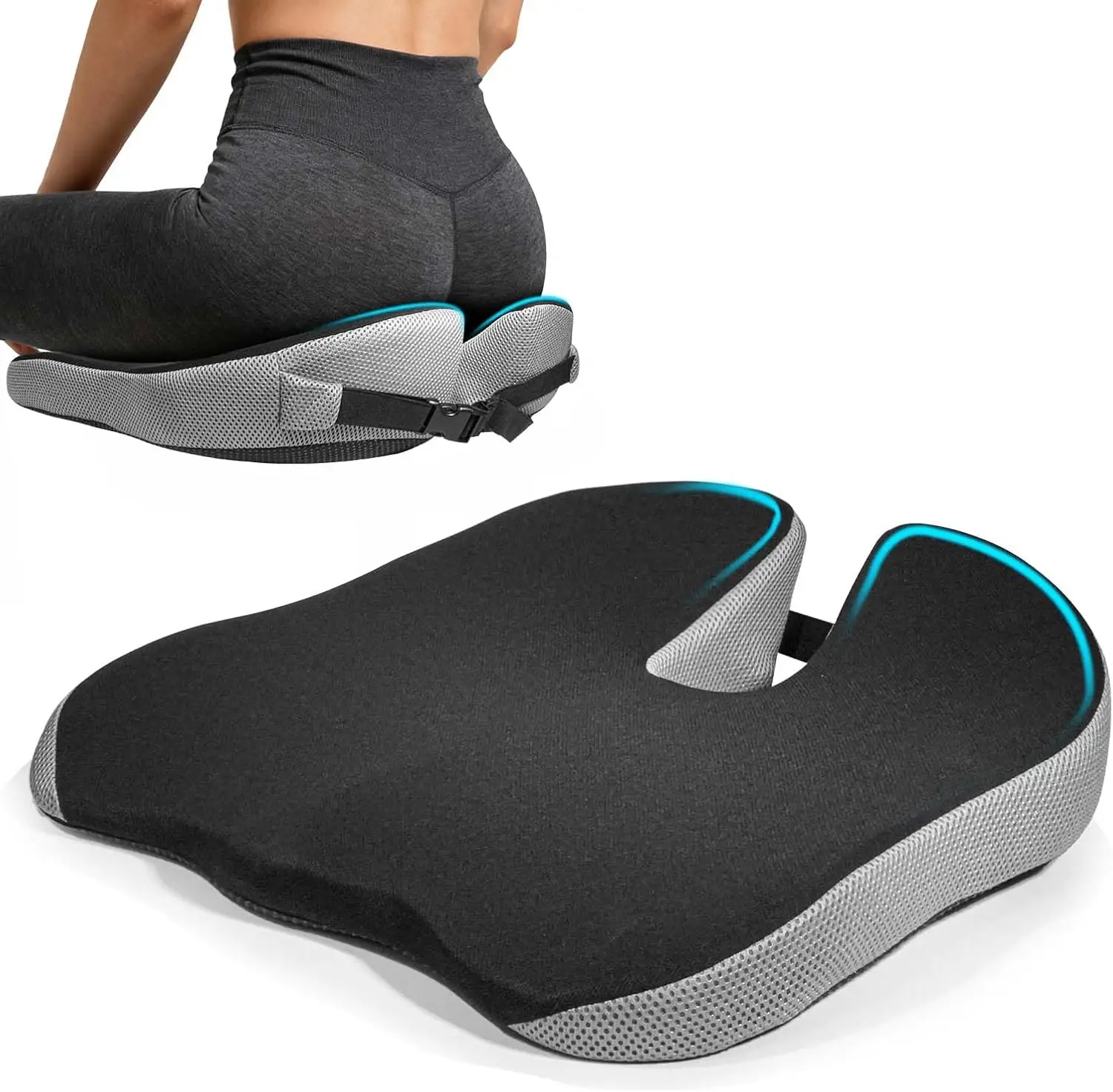 

Подушка для сиденья из пены с эффектом памяти для офисного кресла, автомобиля, грузовика - облегчение боли при ишиасе и комфорт