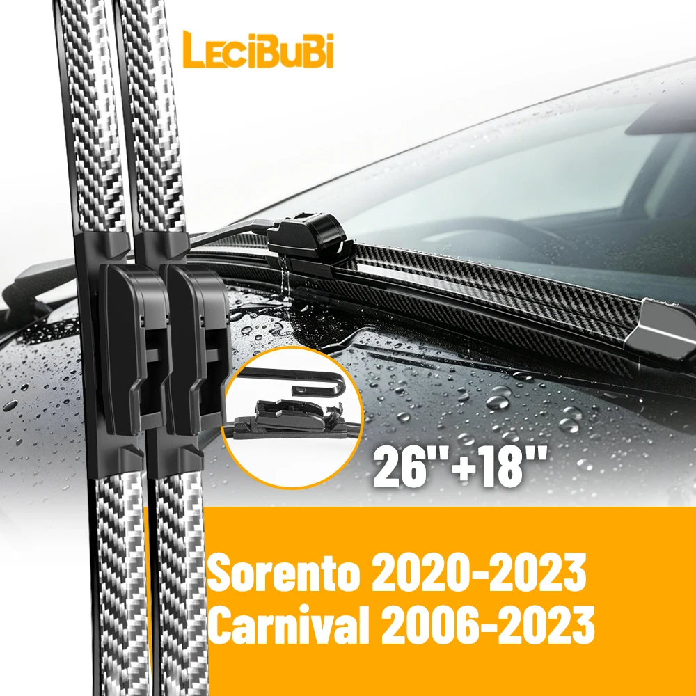 2X Front Windshield Windscreen Wiper Blades For Kia Sorento 2020-2023 Carnival 2006-2023 Rubber Brushes Car Accessories 26"+18"