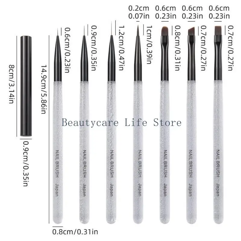 652C 7PCSネイルアートライナーブラシネイルペインティングペンセットネイルアートデザインペンブラシ