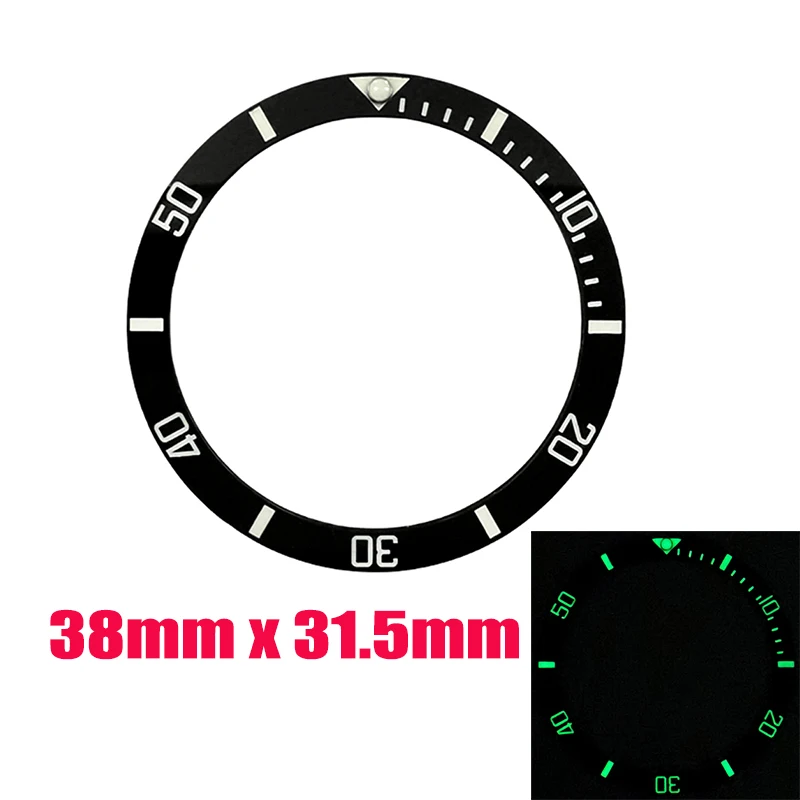 38mmx31.5mm Flat Ceramics Watch Bezel Insert Fit for SKX007 SKX009 SRPD Case NH36 NH35 Movement Men Watch Ring Refit Parts