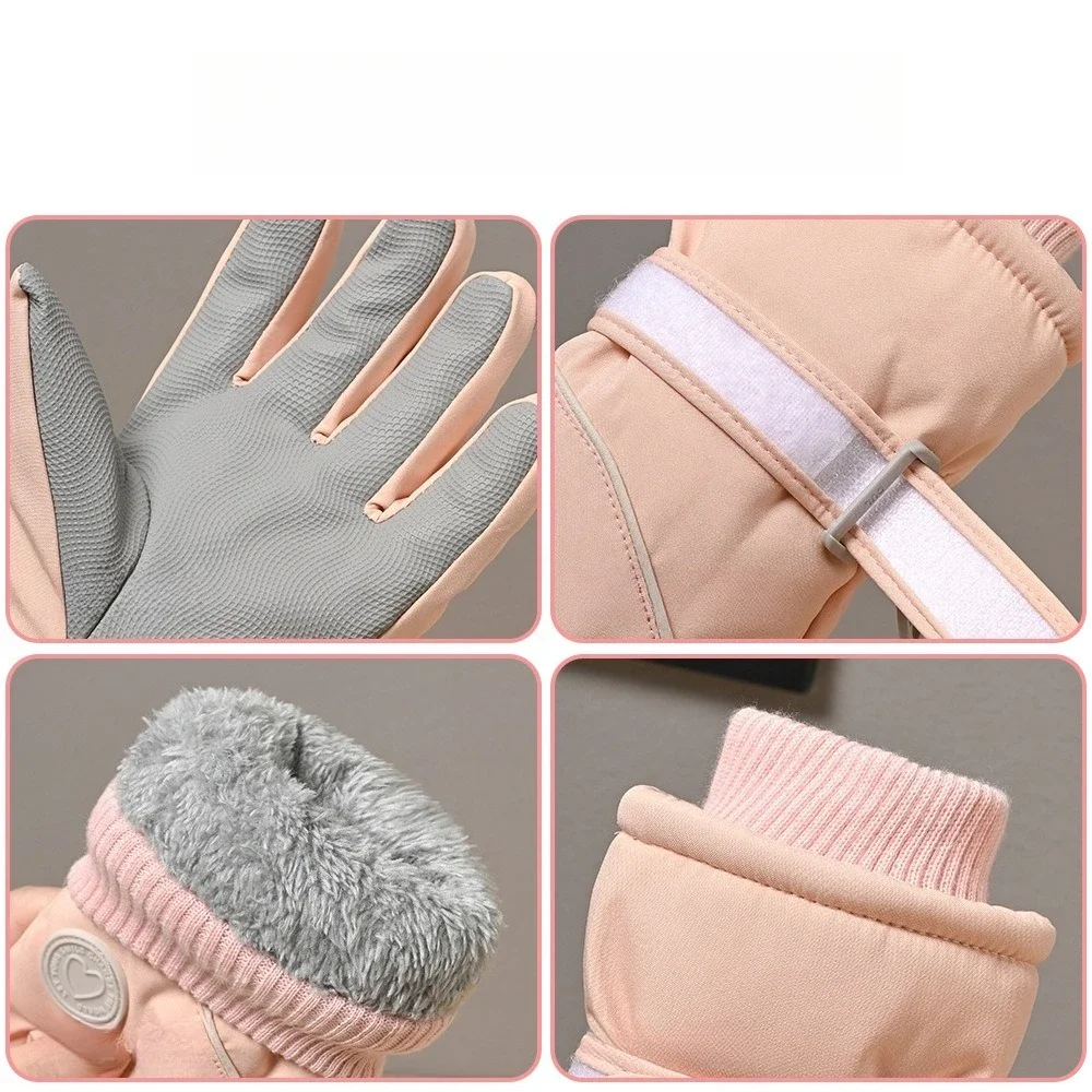 Ski gloves for women winter outdoor cycling warm cold proof with thick velvet windproof and splash proof adult cycling gloves