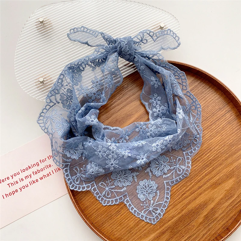 Handmade Embroidered Triangle Lace Scarf Women Wrap Shawl Bandana Foulard Femme Crochet Flower Neck Scarf Headband Neck Collar