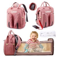 Wholesale 3 in 1 Mummy Folding Bed Crib Portable Maternity Nappy Mother Crib USB Backpack Diaper Bag