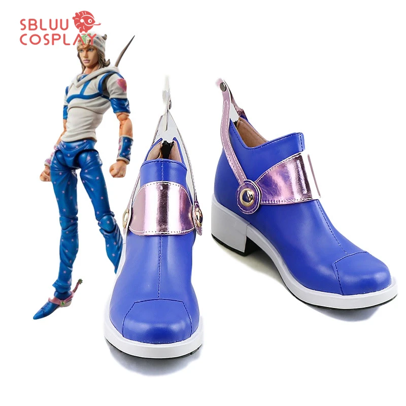 SBluuCosplay Anime Johnny Joestar Cosplay Shoes Custom Made Blue Boots