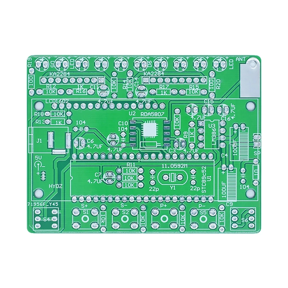 DIY Kit TDA5807 Digital FM Radio Receiver with 5W Amplifier 87-108MHZ LCD1602 Display STC89C52 Controller Audio Level Indicator