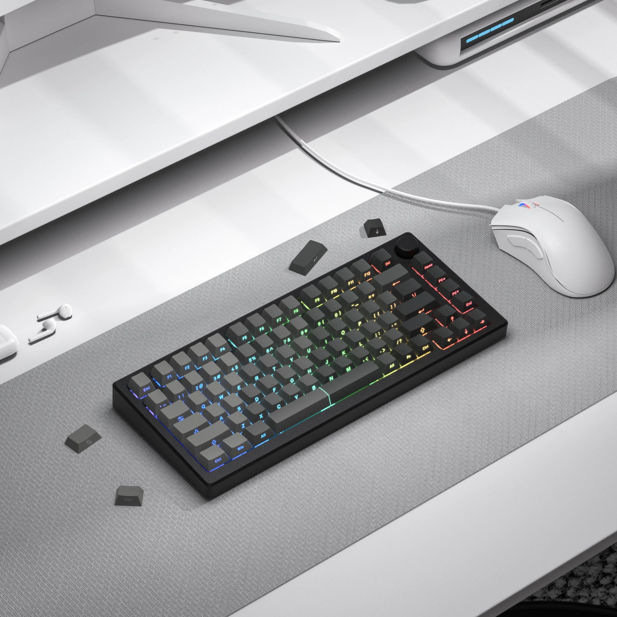 คีย์บอร์ด121วันโพลีเอสเตอร์ยิงคู่คีย์บอร์ดแบบ PBT พิมพ์ลายด้านข้าง RGB backlit keycaps สำหรับ Cherry Gateron MX SWITCH keycaps