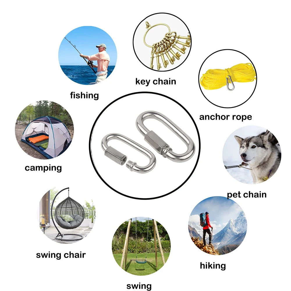 Picture 7: M3-M14 304/316 Stainless Steel Quick Link Ring D Lock Climbing Gear Carabiner Ring Hook Chians Buckles Chain Connecting Ring