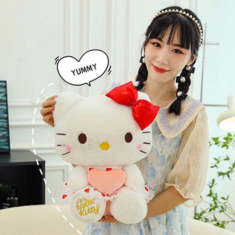 30CM Cute Hello Kitty Cartoon Plush Toy Doll Flower Skirt Heart hugging Butterfly KT Pillow Birthday Gift Toy For Children
