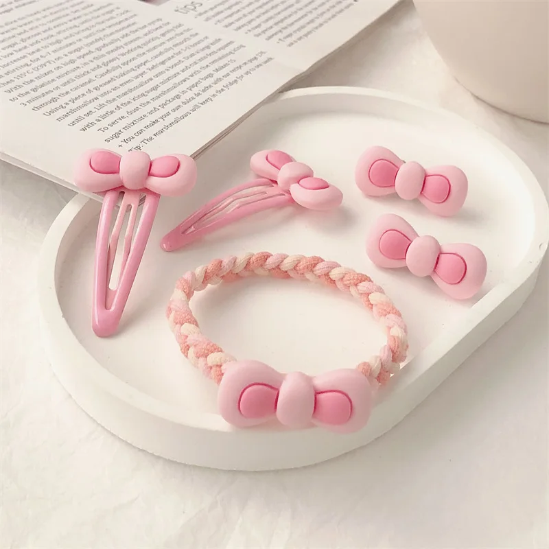 New Macaron Color Bowknot Headwear Girls Elastic Hair Bands Head Rope Tie Ponytail Hair Circle Baby Hair Accessories Headdress