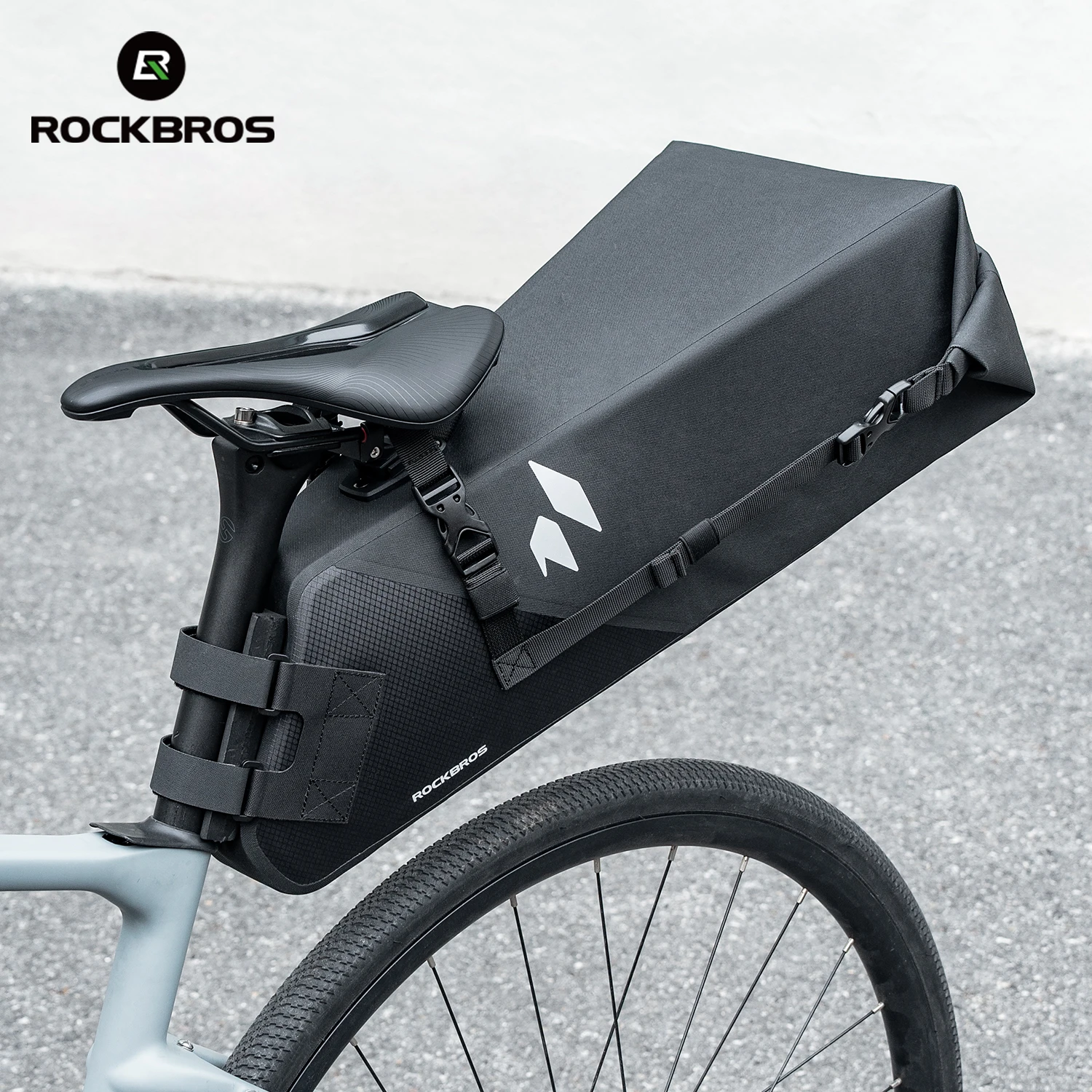 

ROCKBROS Bike Bag 13L Practical Capacity Waterproof Saddle Bag Rolled-Top Design Bicycle Tail Bag Suit for Long Distance Cycling