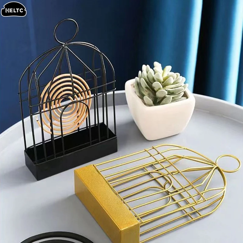 1PC Birdcage Mosquito Coil Holder NordicStyle IronArt Mosquito Coil Holder Incense Shelf Home Mosquito Repeller Holder Ornament