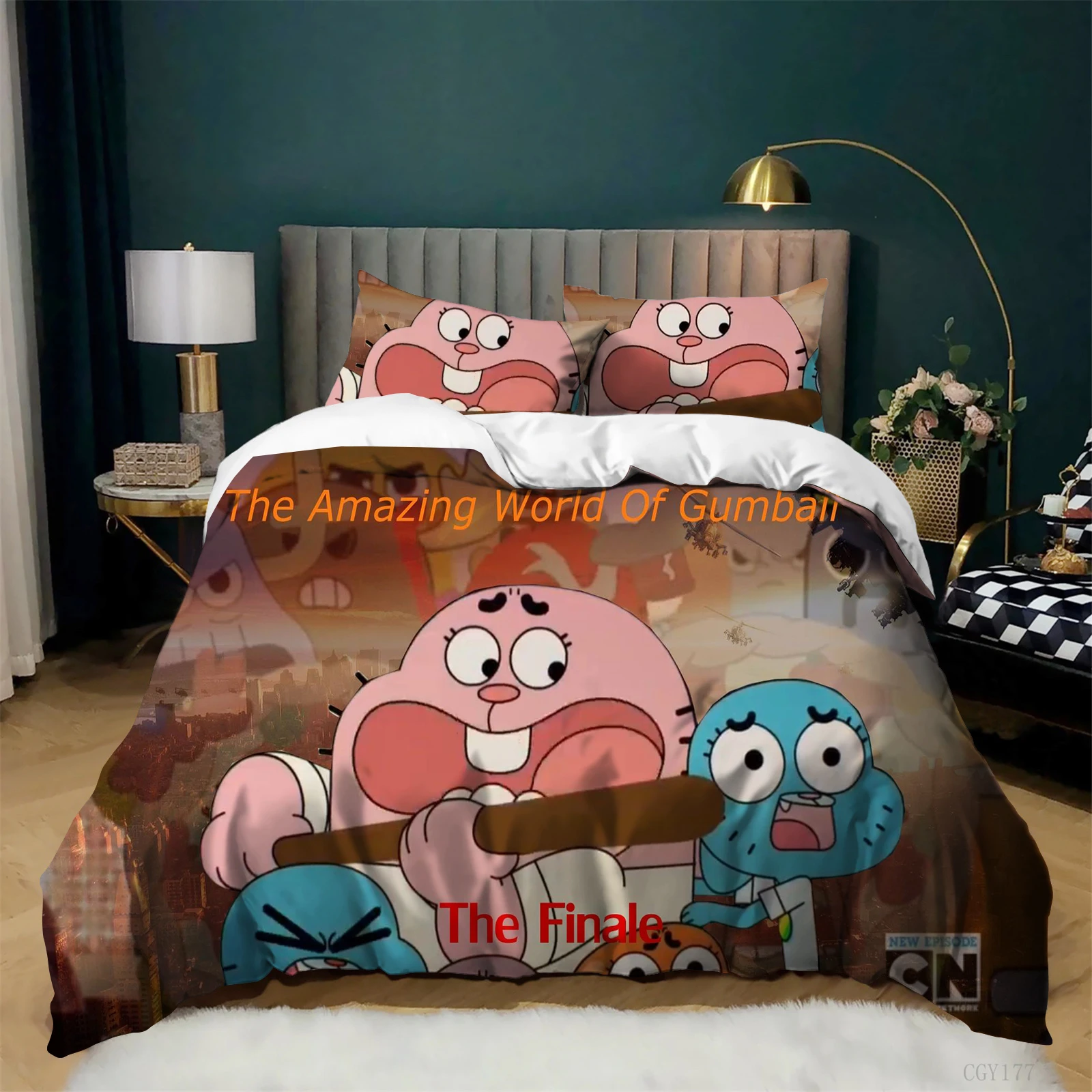 

The Ama-zing Wor-ld of Gu-mba-ll Bedding Set Duvet Cover Set Soft 3 Pieces Cartoon and Breathable Comforter Cover Zipper