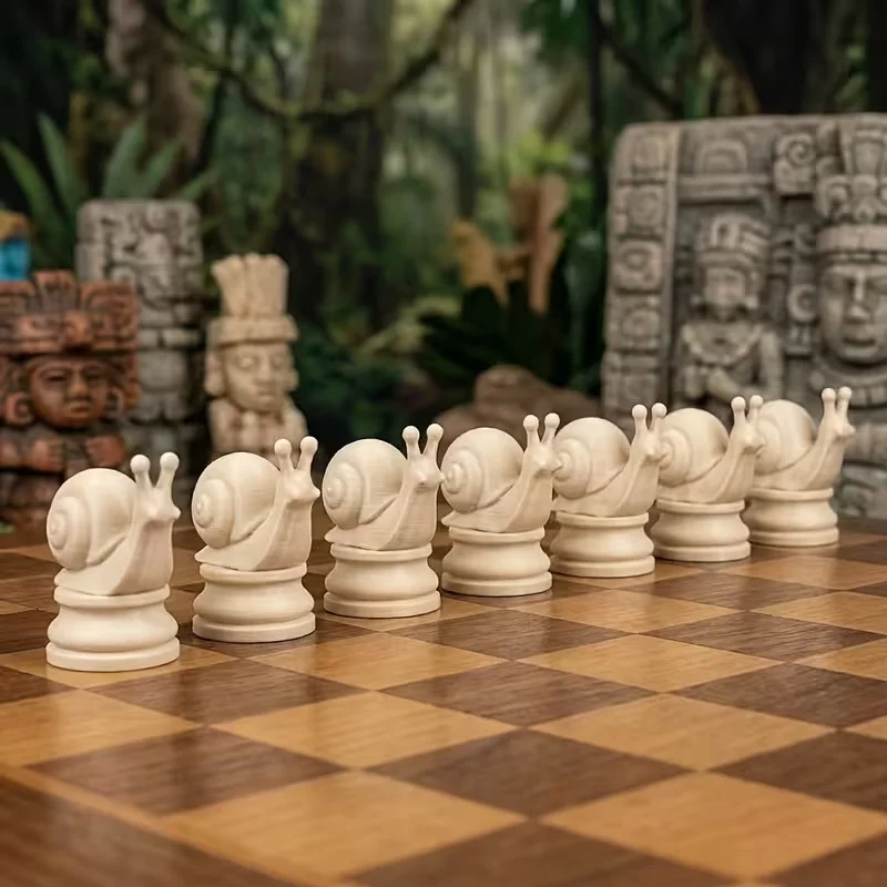 16 Pcs Chess Set with Whimsical Gnome Forest Creature Pieces Resin Strategy Board Game for Adults Collectors Family Game Nights