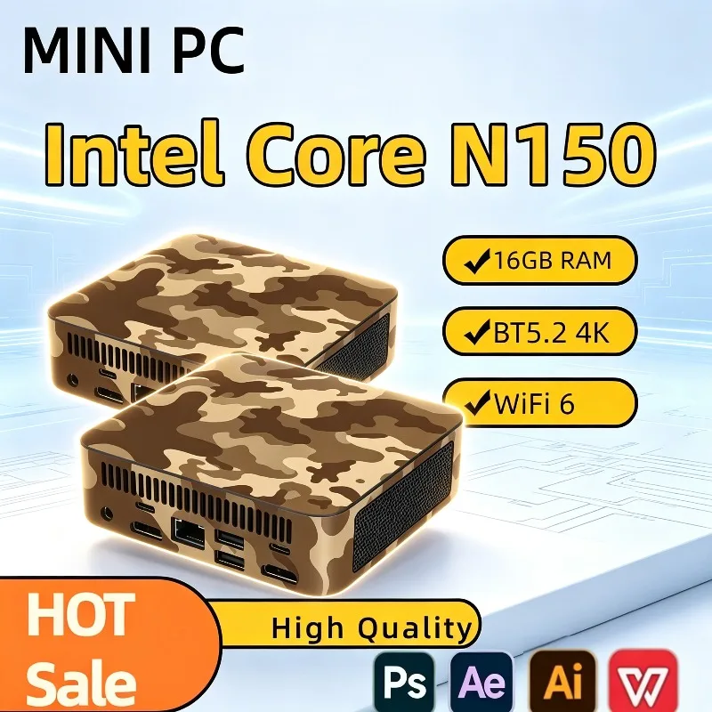 

Fast Mini Pc Intel N150 Mini PC Computer 16GB RAM 1TB SSD Gaming PC Wifi 6 BT5.2 Mini PC Desktop