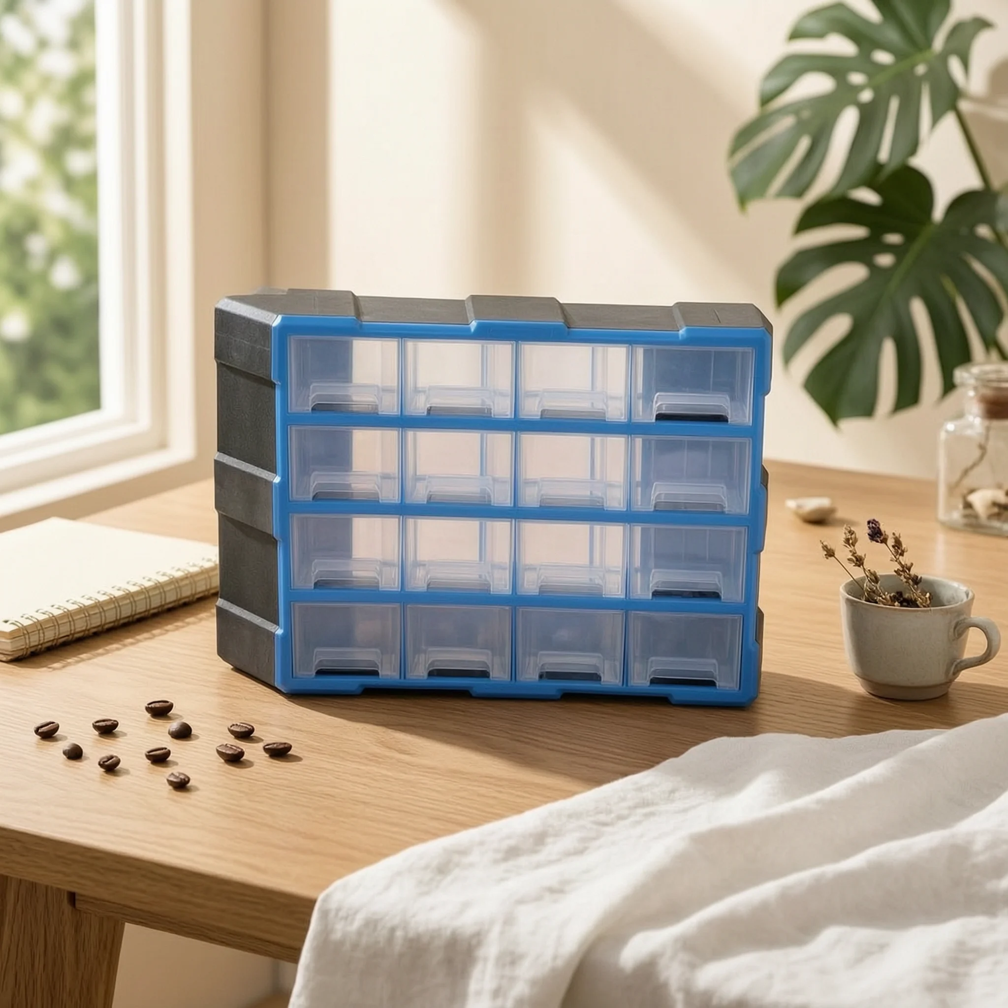 Plastic Drawer Cabinet Desktop Parts Organizer Small Parts Organizer Cabinet Stackable Finger Grip Pulls