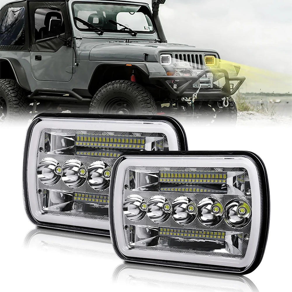 BraveWAY 5x7 7x6 LED-Scheinwerfer Sealed Beam H6054 LED-Scheinwerfer kompatibel mit Wrangler YJ Cherokee XJ Ford Chevy Nissan usw.