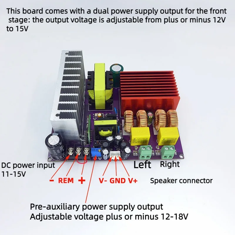 DC 12V Battery Boost High Power Amplifier Board Dual Channel 2*160W Mono 200W with Preamp Power Supply