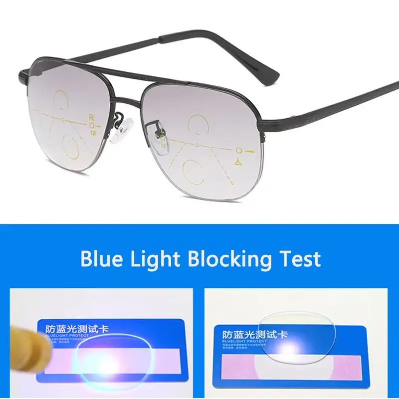 2026 Fishing Sun Multi-focal Progressive Reading Glasses Men Anti Blue Ray Presbyopic Glasses Computer Optical Far Near Eyeglas