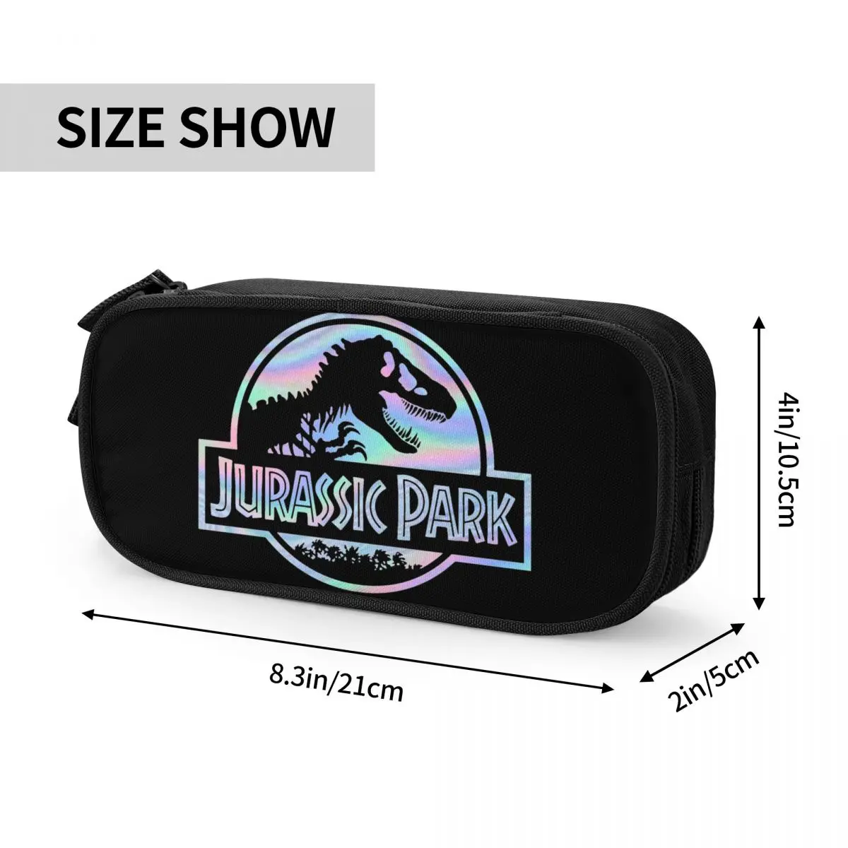 Jurassic Park Pencil Cases Retro Holographic T-Rex Movie Logo Pen Bag Large Storage studenti School Gifts Pencil Pouch