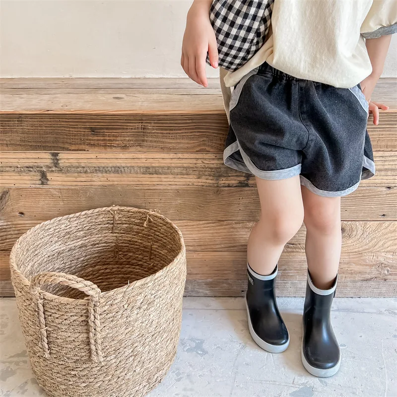 

2025 Summer Unisex Children Denim Shorts Korean Style Patchwork Toddlers Kids Casual Soft Shorts