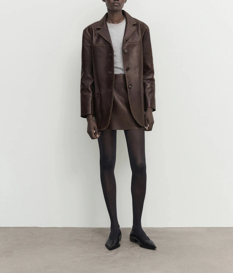 

Осень-зима, новый женский кожаный тюнетный костюм, верхняя одежда, юбка, комплект Body Faion, Old Money Sle, весна 2023 г.