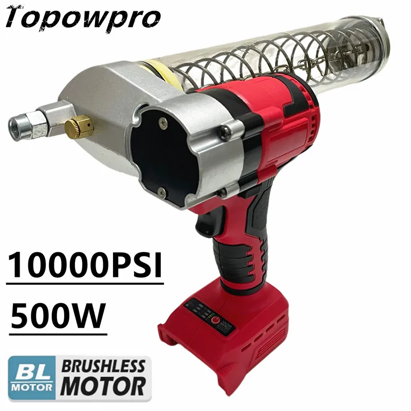 10000PSI Brushless Electric Grease Gun High-Pressure Fully Automatic Oil Injector Fat Machine For Milwaukee 18V Battery