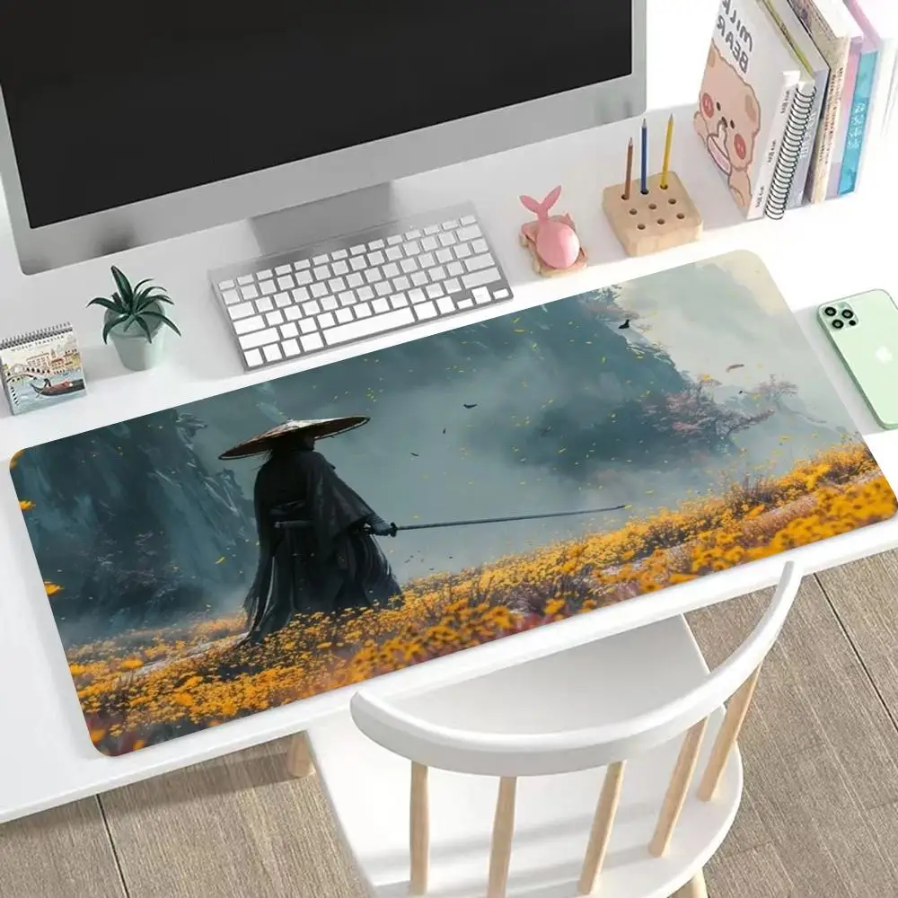 

Samurai Warrior Mouse Pad Large Mouse Pad & Computer Game Mouse Mat (35.4x15.7IN/31.5X15.7IN Map) (90 x40/80x40cm Map) HYBXXC