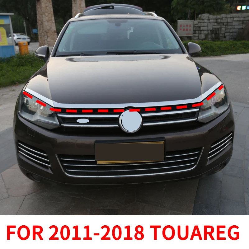 FOR VW Touareg 2011-2018 front hood trim stainless steel engine hood decorative bright strip exterior modification dedicated