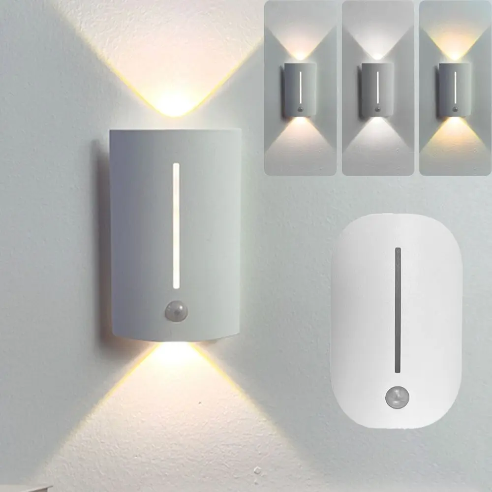 

Eye Friendly Motion Sensor Night Light Soft Lights 3 Colors LED Wall Sconce Stick-on Linkage Magnetic Wall Lamp Garage
